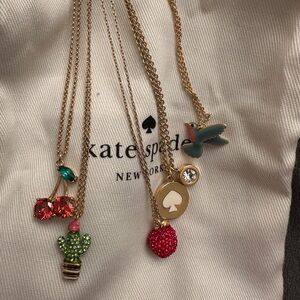 Kate Spade various novelty Gold tone Pendant Necklace adjustable length